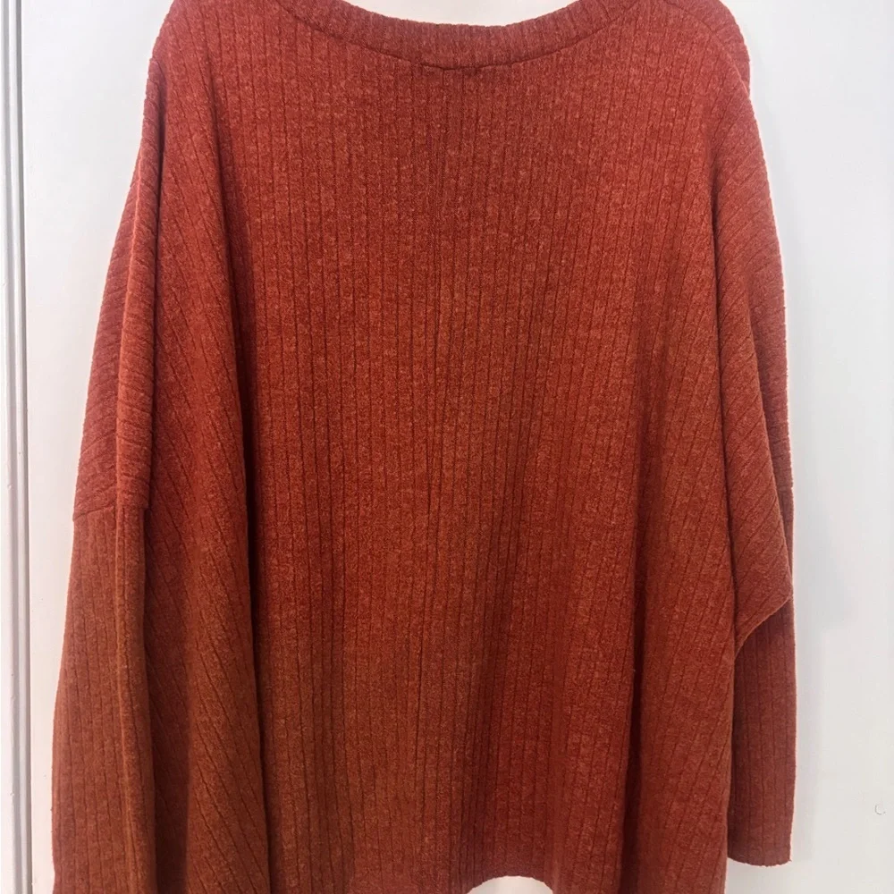 ChicSoul 1XL Rust Oversized Scoop Neck Sweater Cozy Fall Knit Pullover